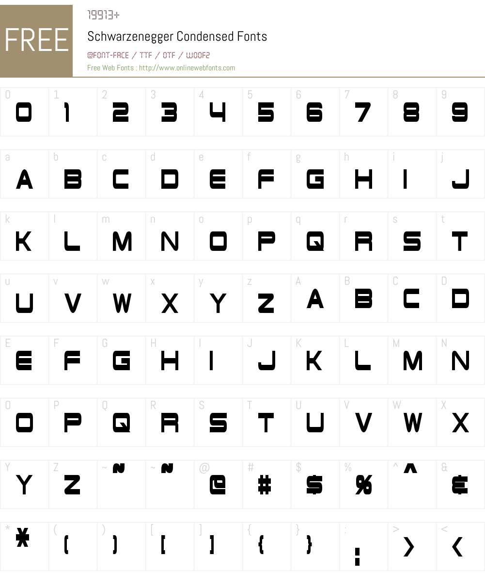 Schwarzenegger Condensed Font Screenshots
