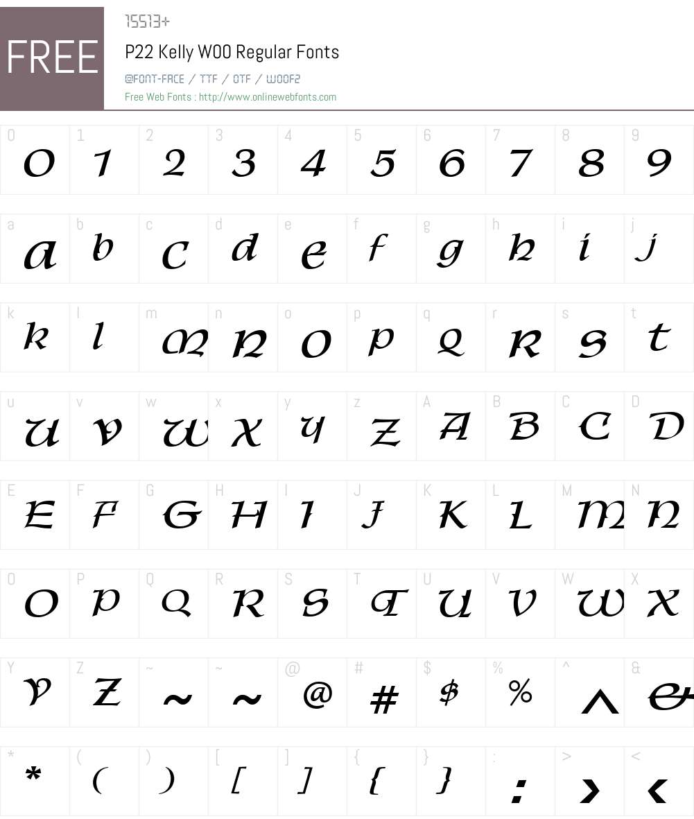 P22KellyW00-Regular Font Screenshots
