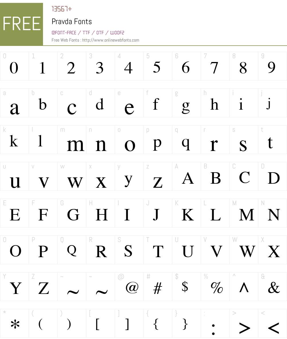 Pravda Font Screenshots