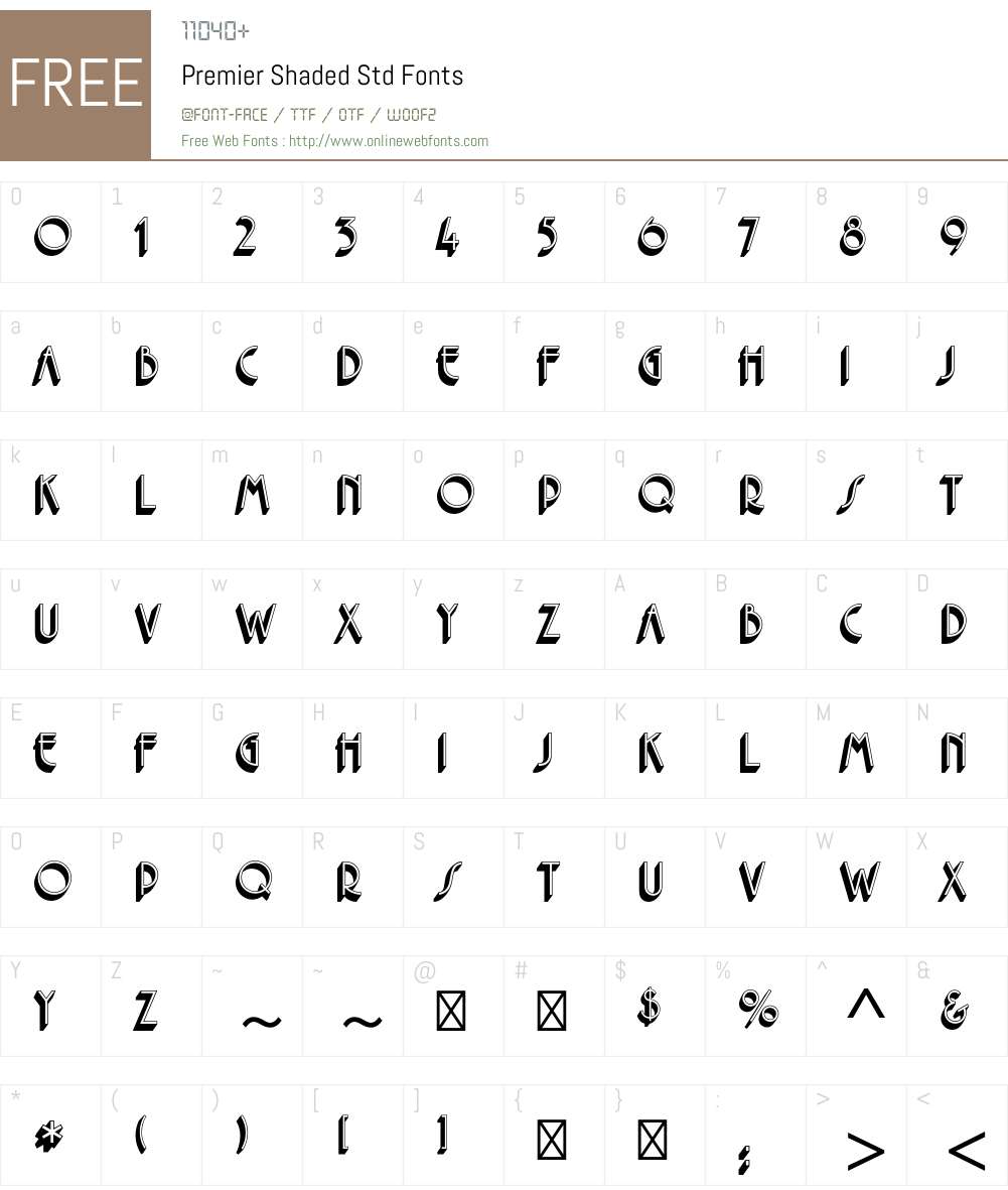 Premier Shaded Std Font Screenshots