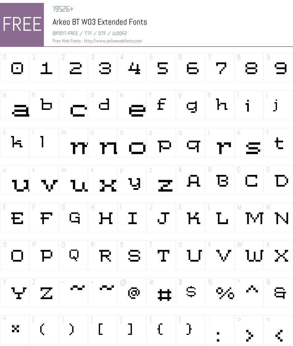 Arkeo BT Font Screenshots