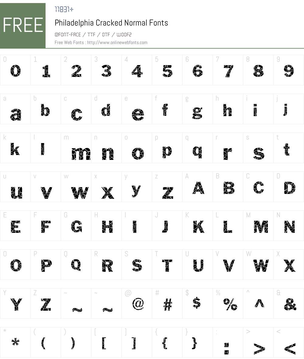 Philadelphia Cracked Font Screenshots