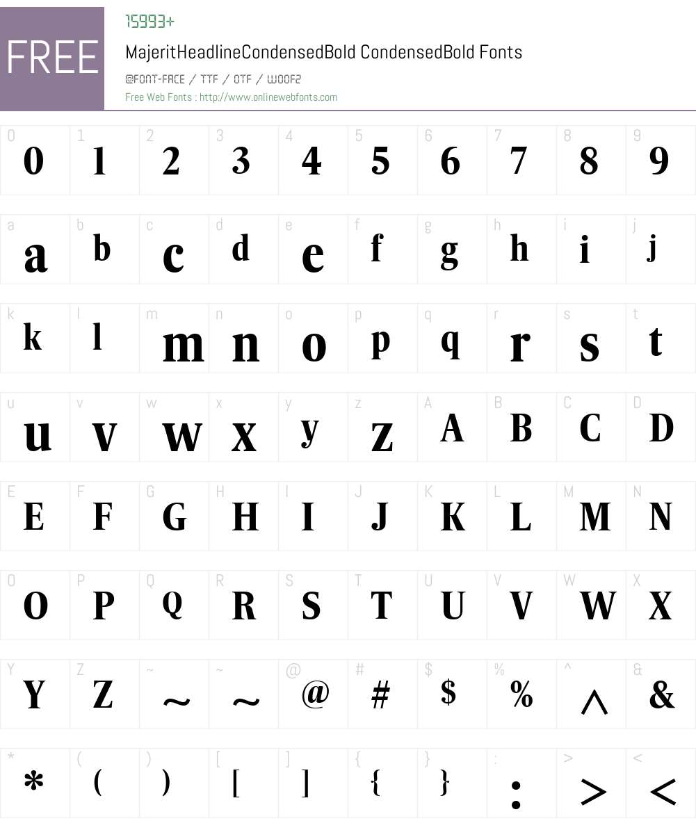 MajeritHeadlineCondensedBold Font Screenshots