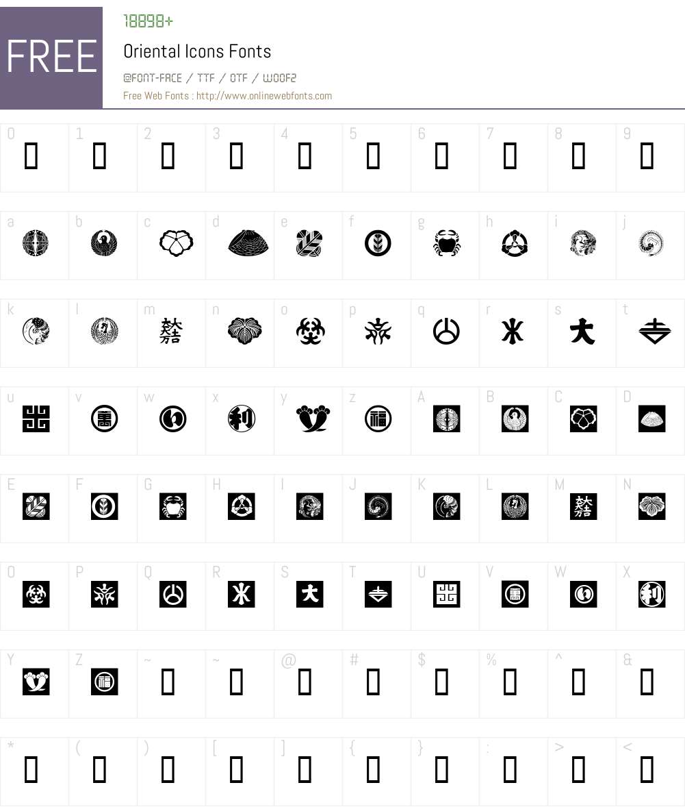 Oriental Icons Font Screenshots