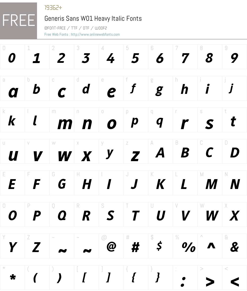 GenerisSansW01-HeavyItalic Font Screenshots