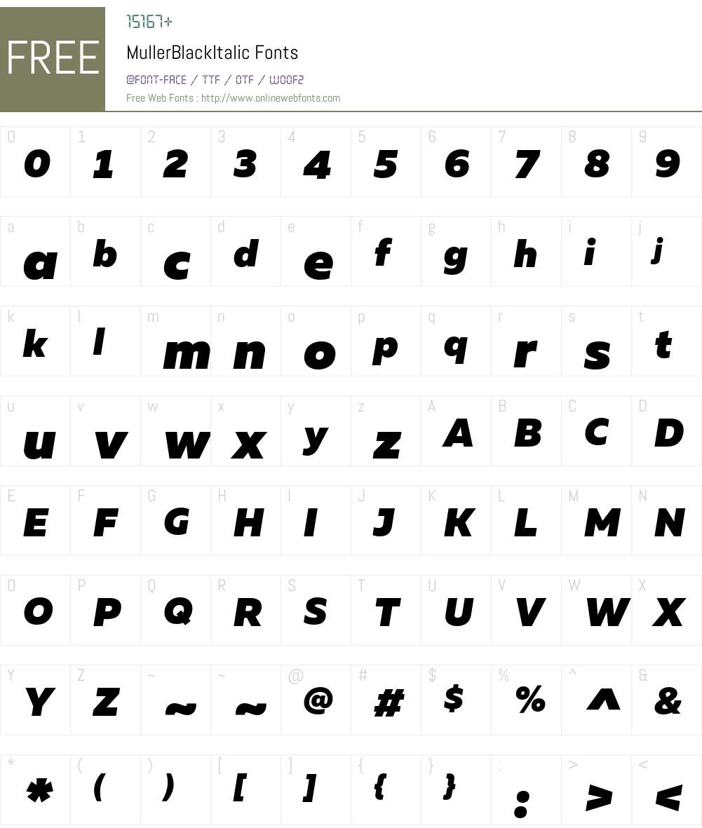 MullerBlackItalic Font Screenshots