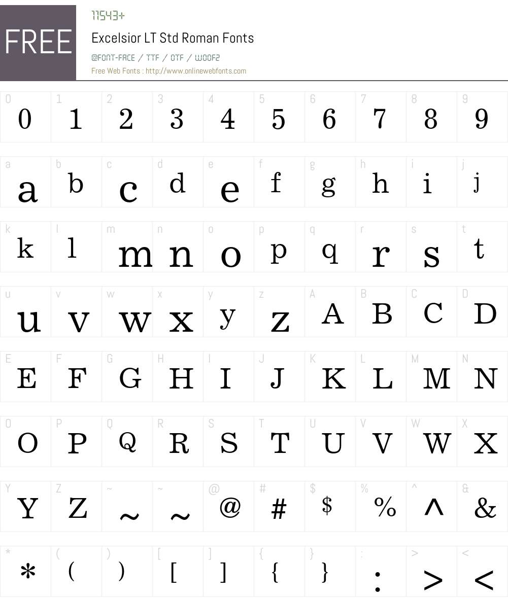 Excelsior LT Std Font Screenshots