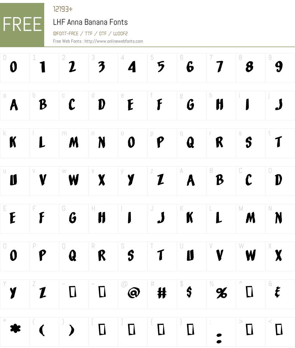 LHF Anna Banana Font Screenshots