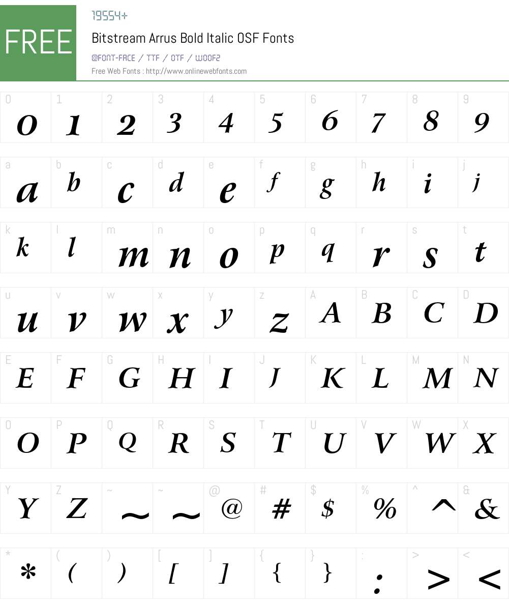 Bitstream Arrus Font Screenshots