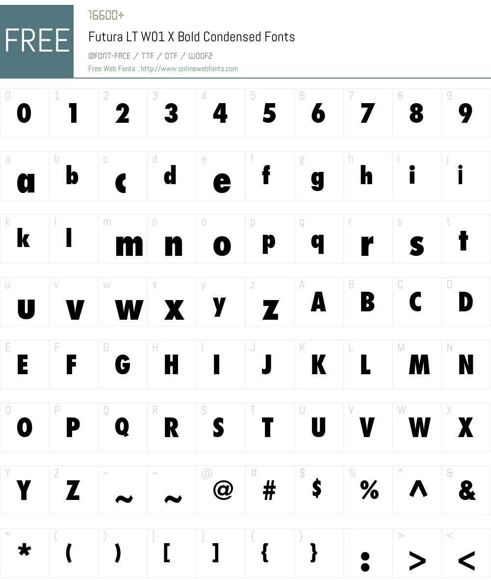 FuturaLTW01-XBoldCondensed Font Screenshots