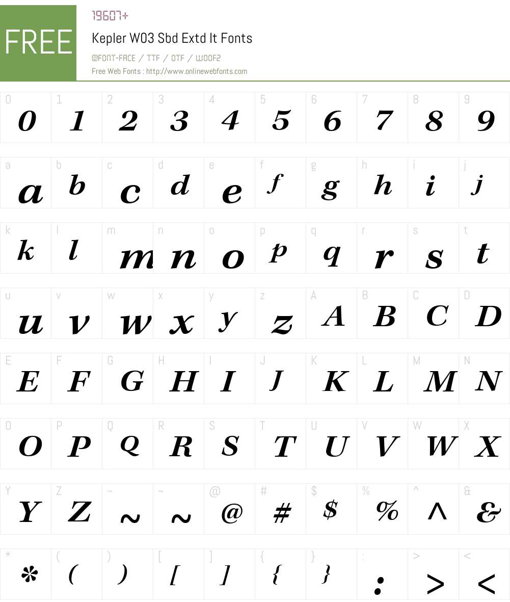 KeplerW03-SbdExtdIt Font Screenshots