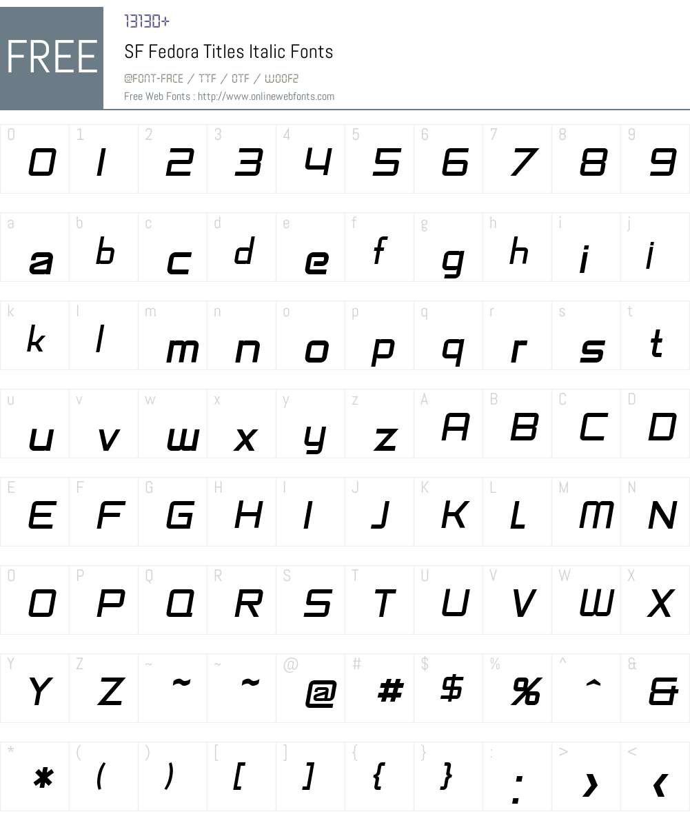 SF Fedora Titles Font Screenshots
