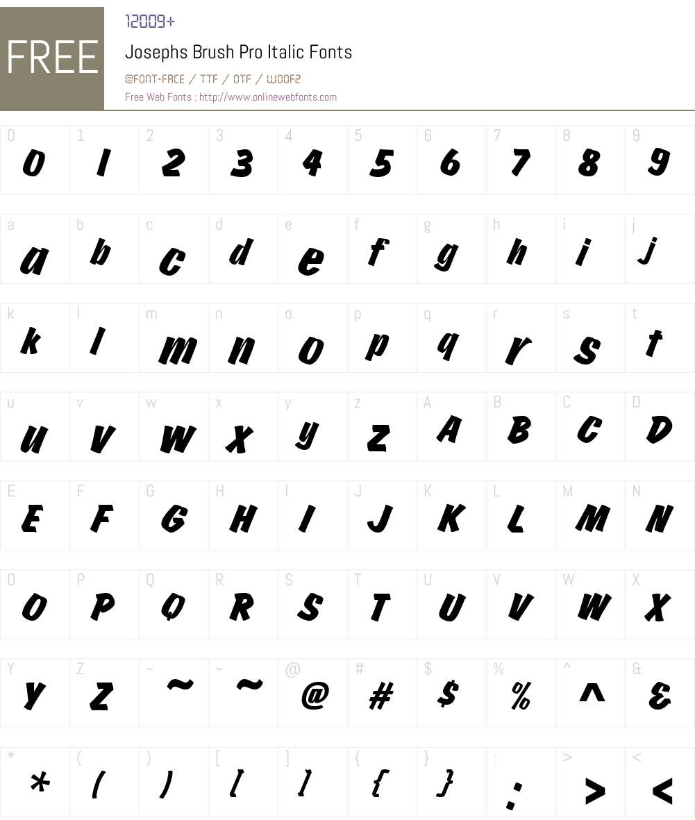 JosephsBrushPro-Italic Font Screenshots