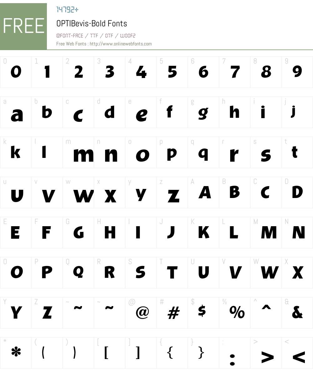 OPTIBevis Font Screenshots