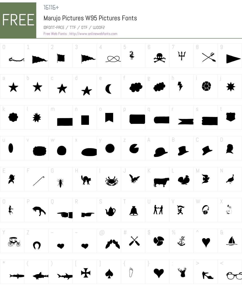 MarujoPicturesW95-Pictures Font Screenshots