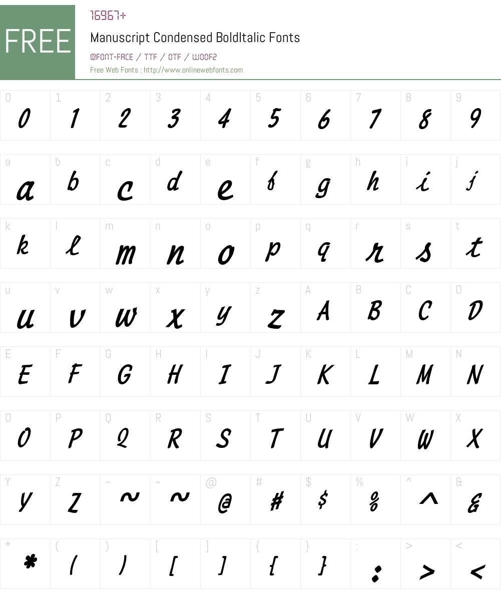 Manuscript Condensed Font Screenshots
