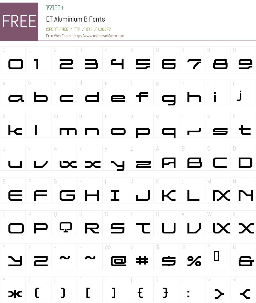 ET Aluminium B Font Screenshots