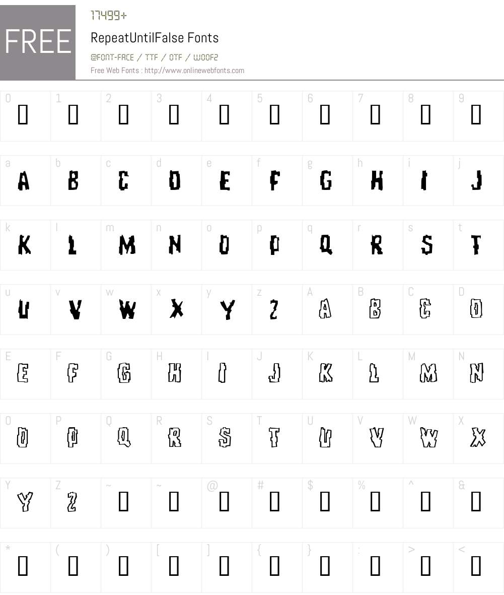 RepeatUntilFalse Font Screenshots