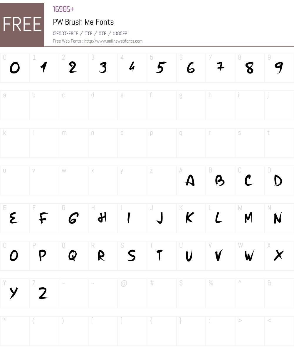 PW Brush Me Font Screenshots