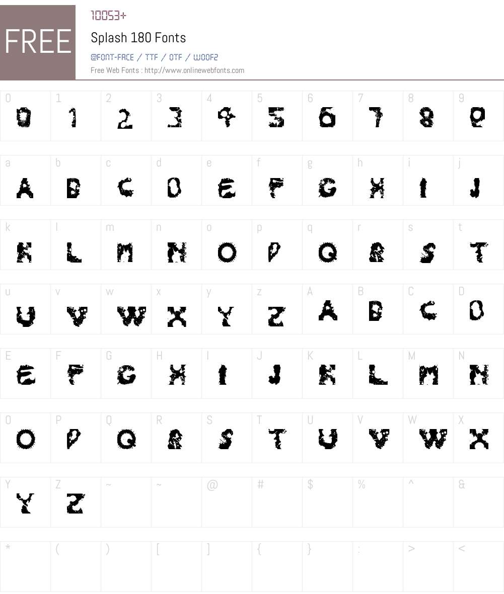 Splash 180 Font Screenshots