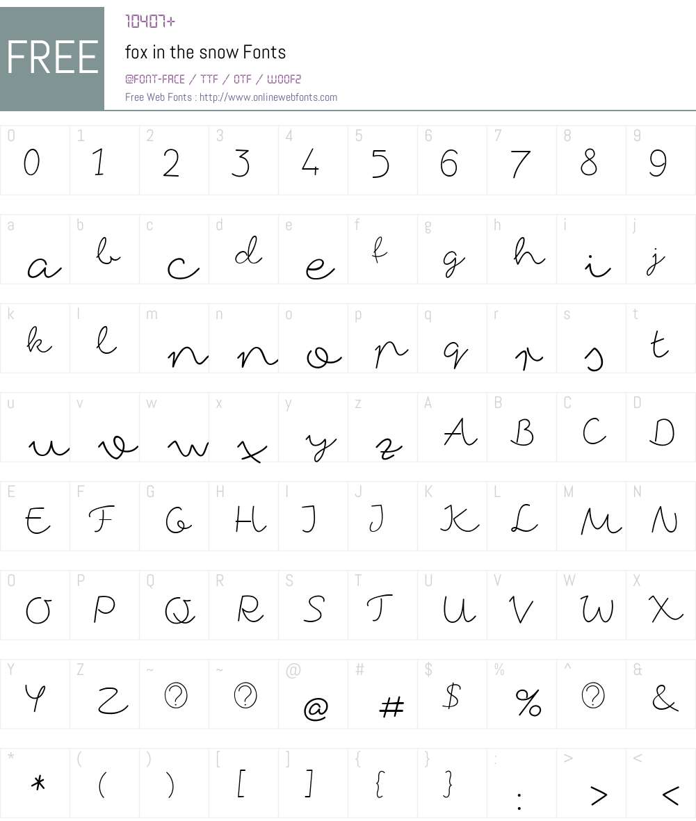 fox in the snow Font Screenshots
