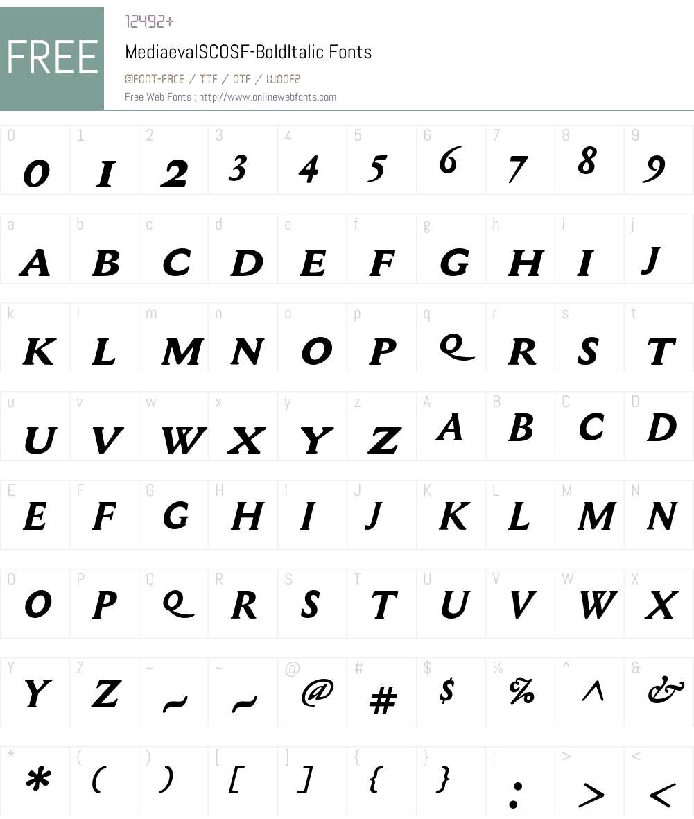 MediaevalSCOSF Font Screenshots
