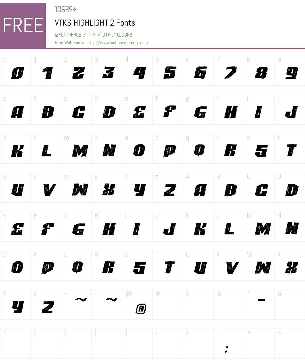 VTKS HIGHLIGHT 2 Font Screenshots