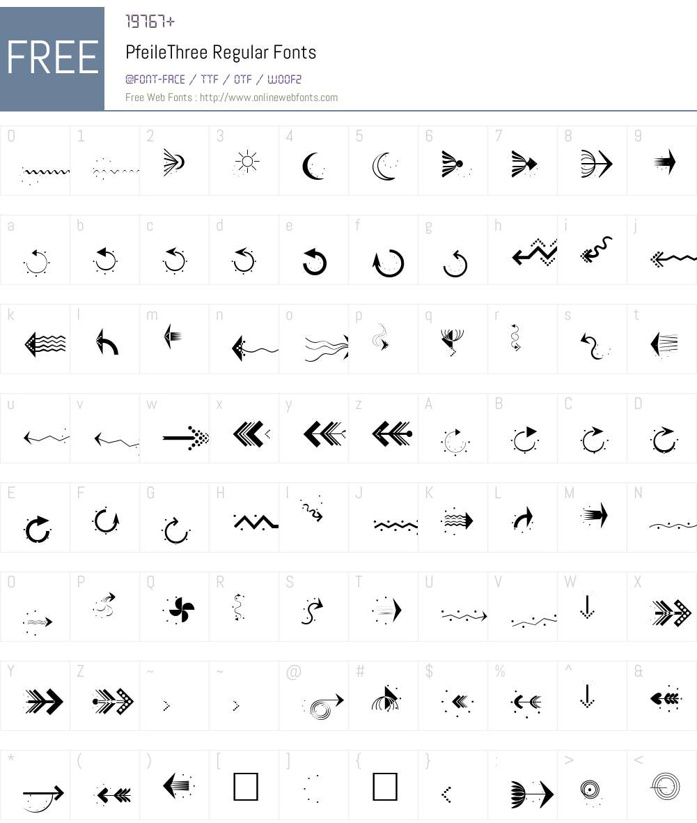 PfeileThree Font Screenshots