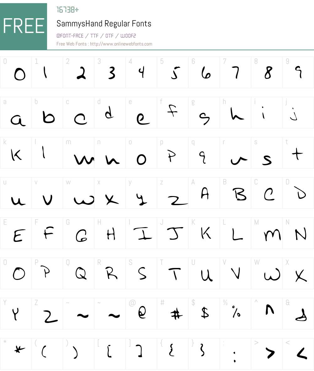SammysHand Font Screenshots