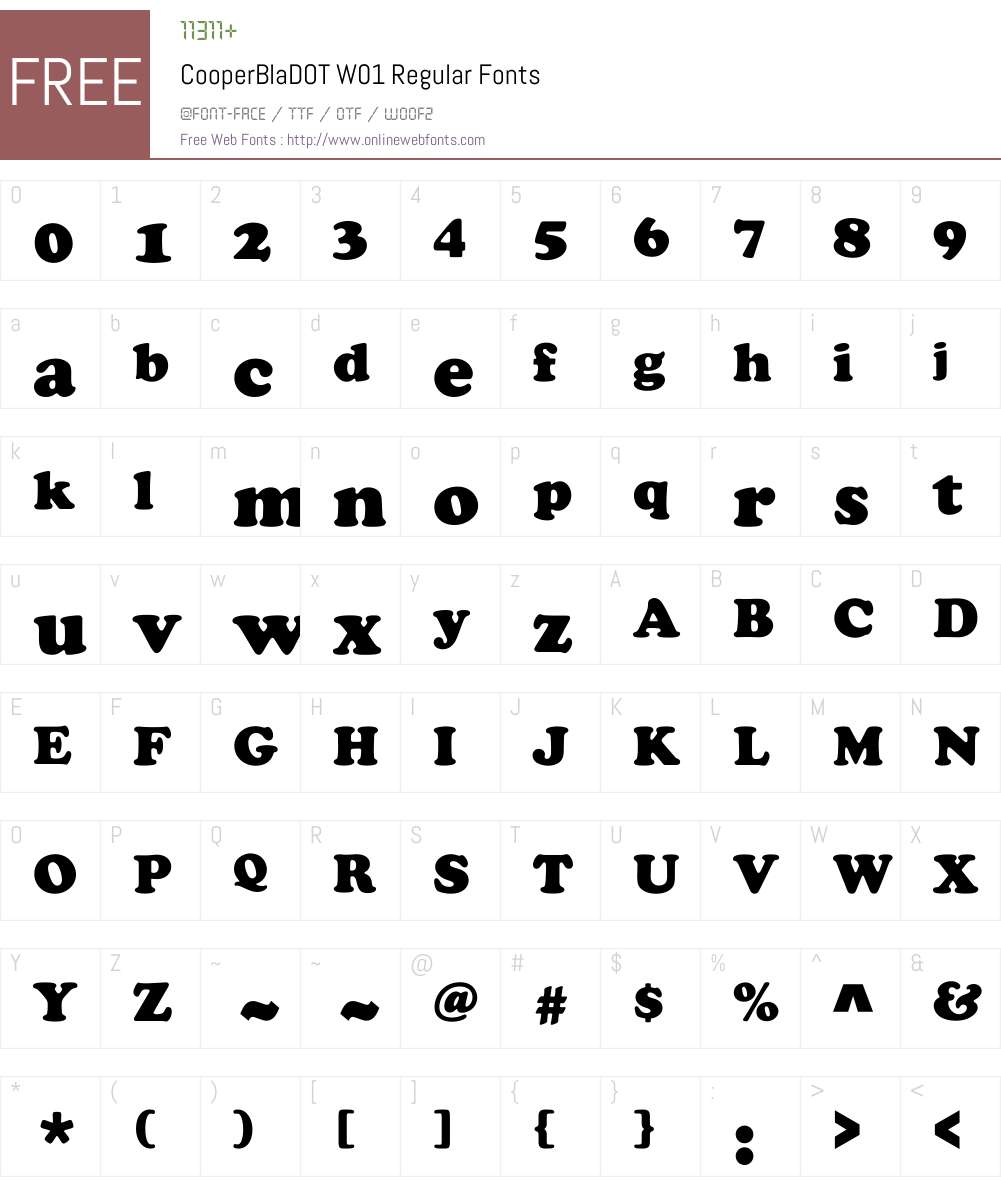 CooperBlaDOTW01-Regular Font Screenshots