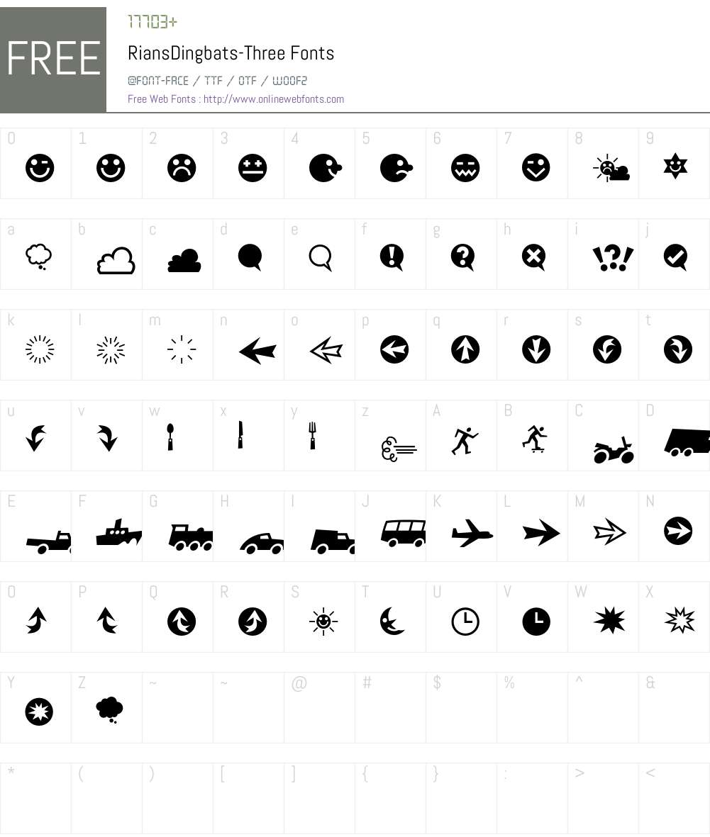 RiansDingbats Font Screenshots