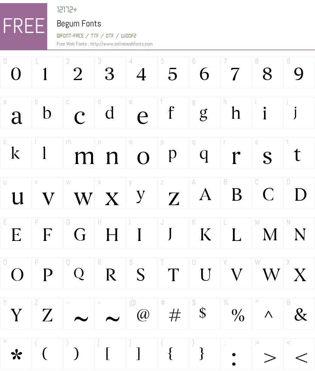 Begum-Regular Font Screenshots