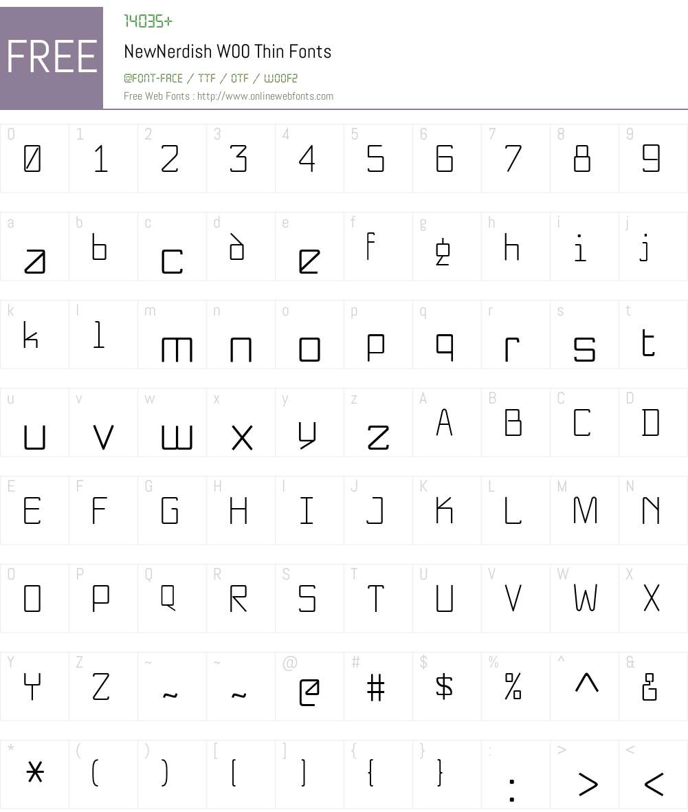 NewNerdishW00-Thin Font Screenshots