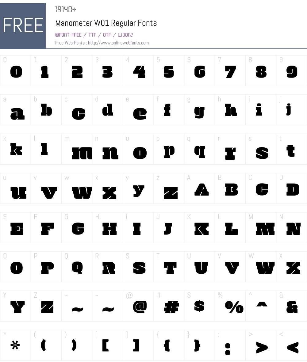 ManometerW01-Regular Font Screenshots