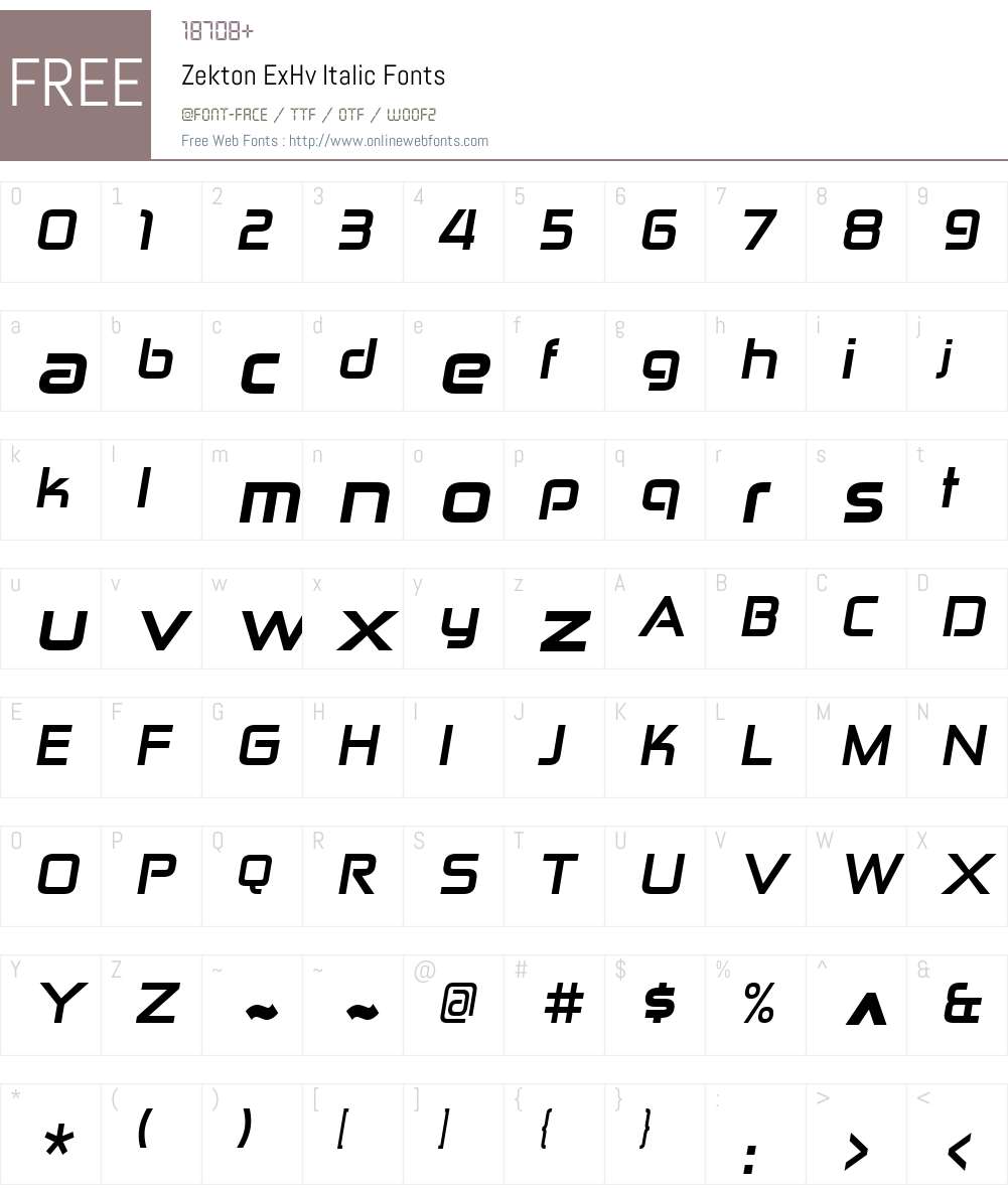 Zekton ExHv Font Screenshots