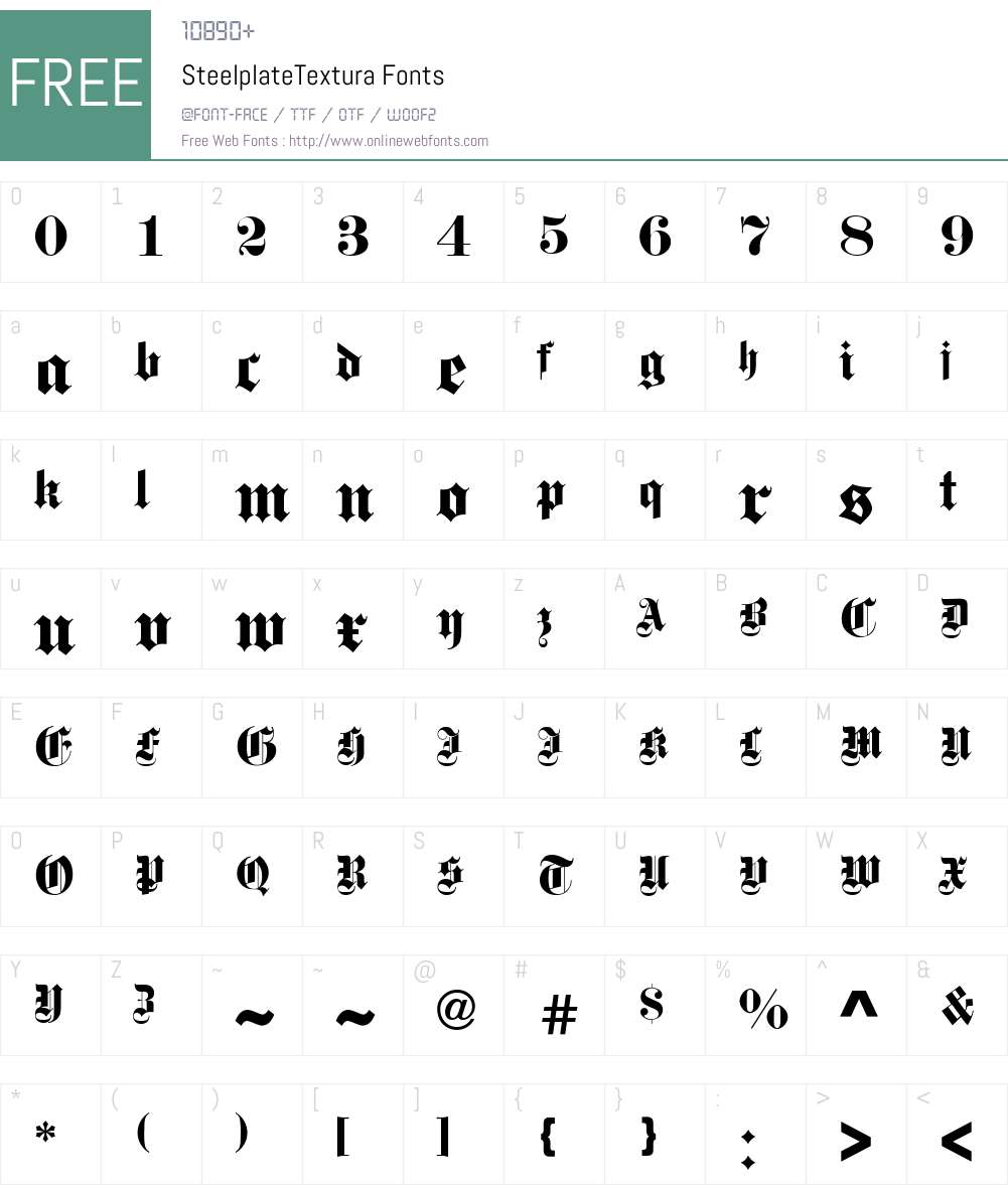 Steelplate Textura Font Screenshots