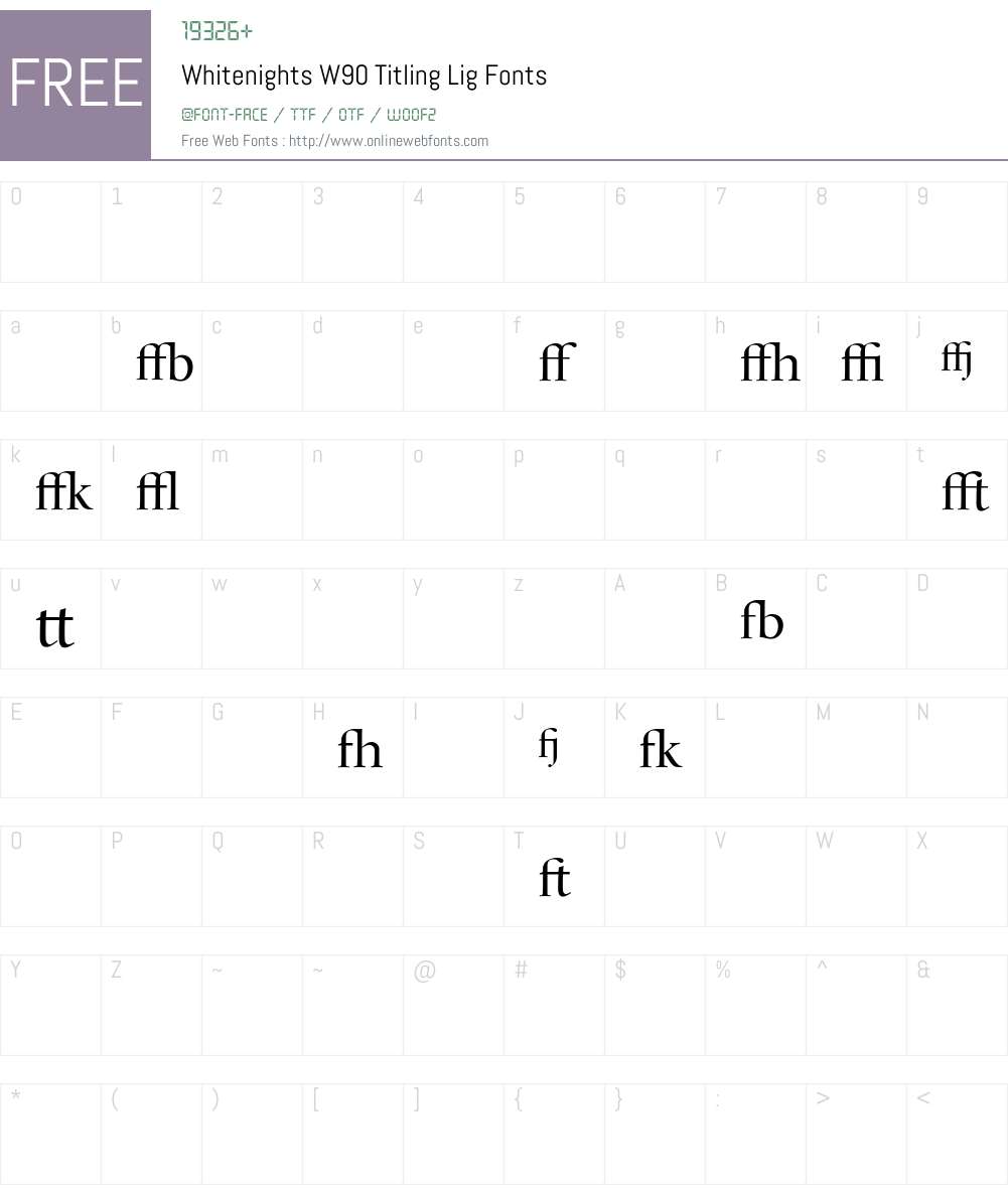 WhitenightsW90-TitlingLig Font Screenshots