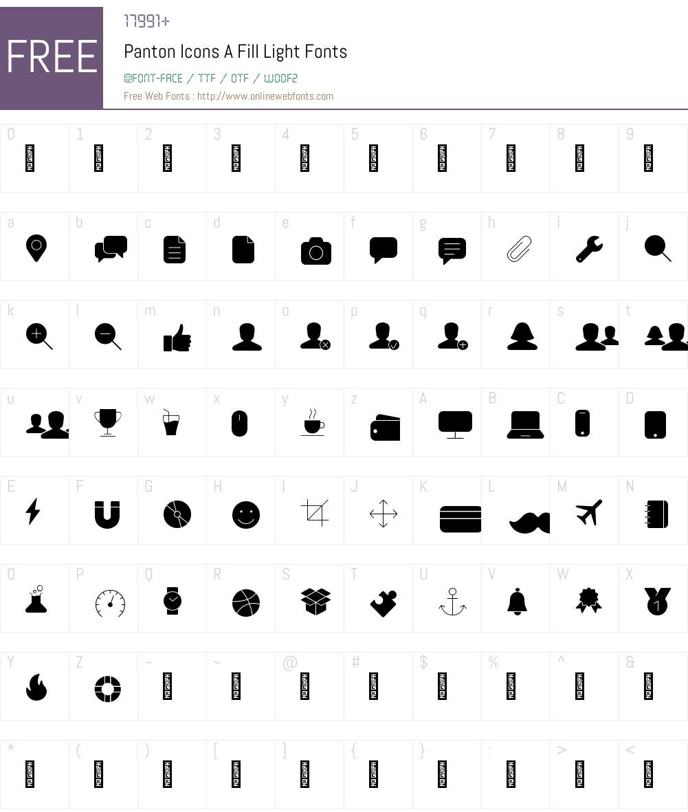 PantonIcons-AFillLight Font Screenshots