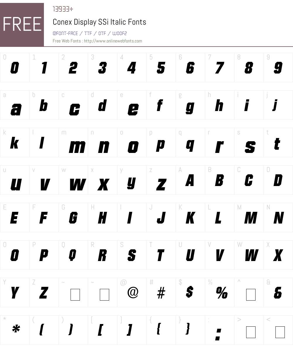 Conex Display SSi Font Screenshots