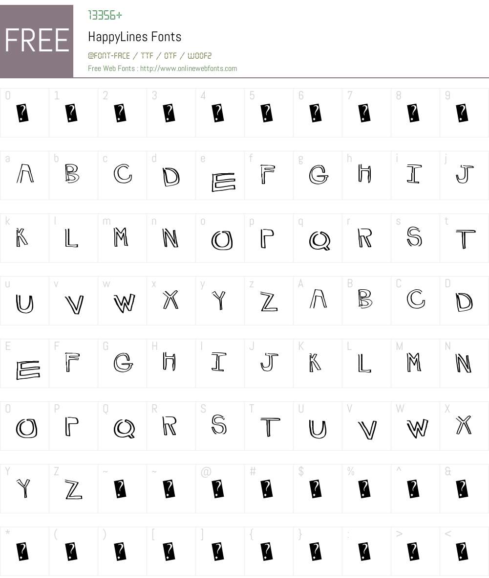 HappyLines Font Screenshots