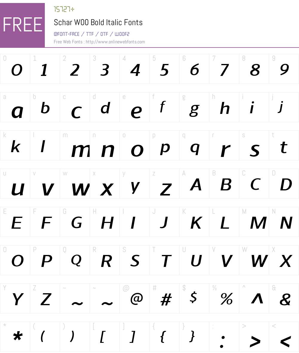 ScharW00-BoldItalic Font Screenshots
