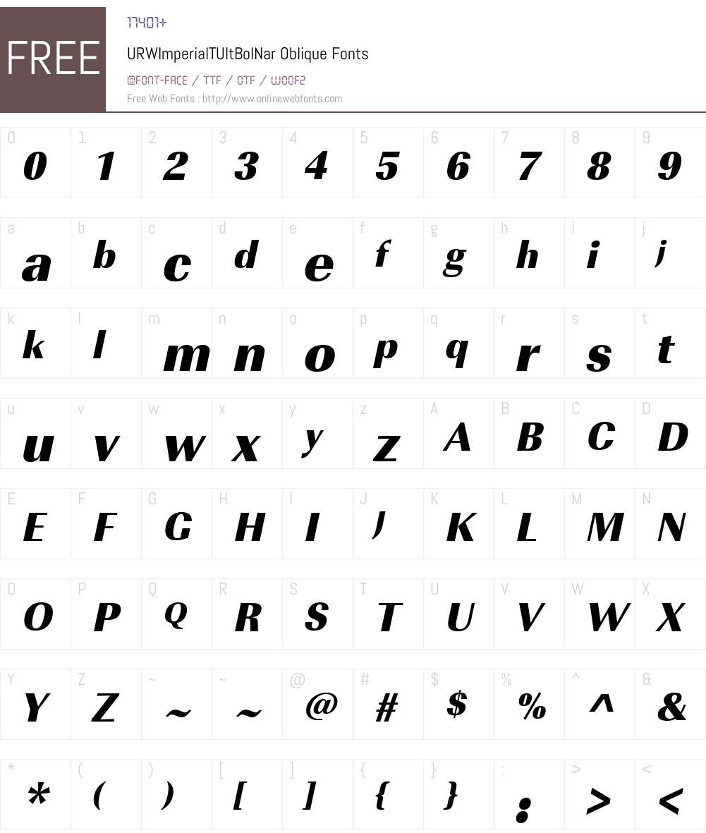 URWImperialTUltBolNar Font Screenshots