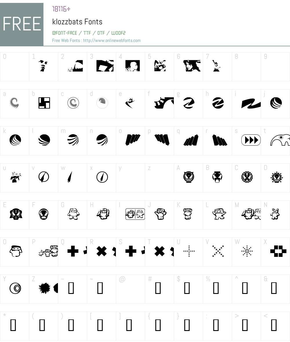 klozzbats Font Screenshots