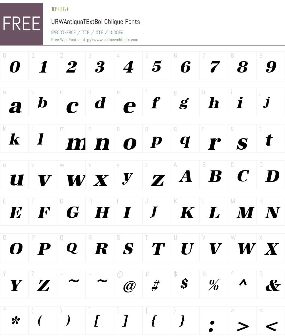 URWAntiquaTExtBol Font Screenshots