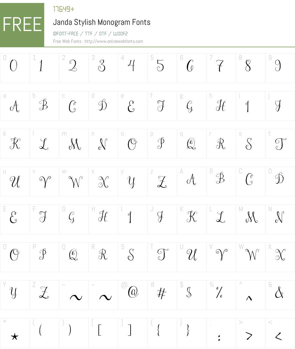 Janda Stylish Monogram Font Screenshots