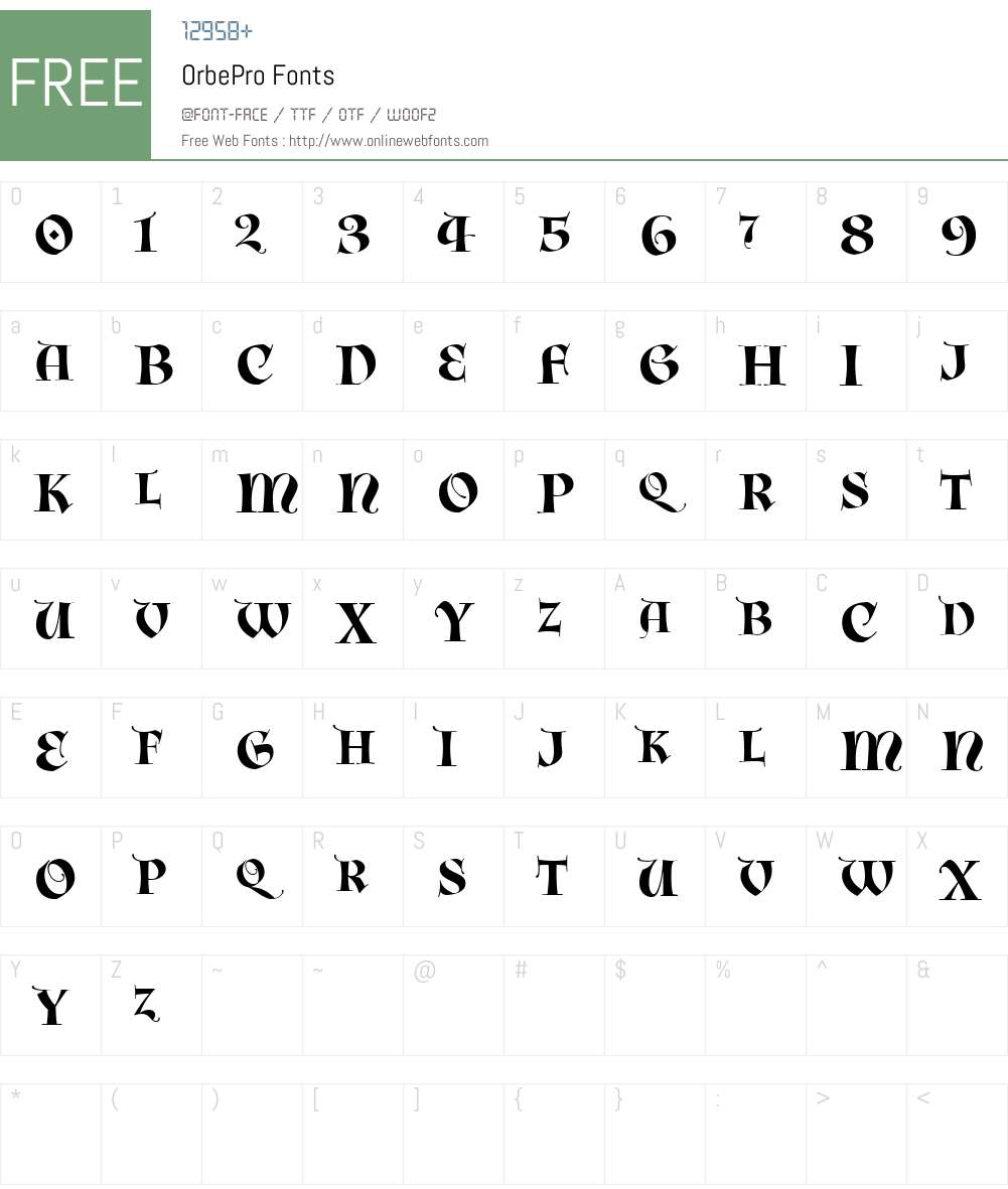 Orbe Pro Font Screenshots