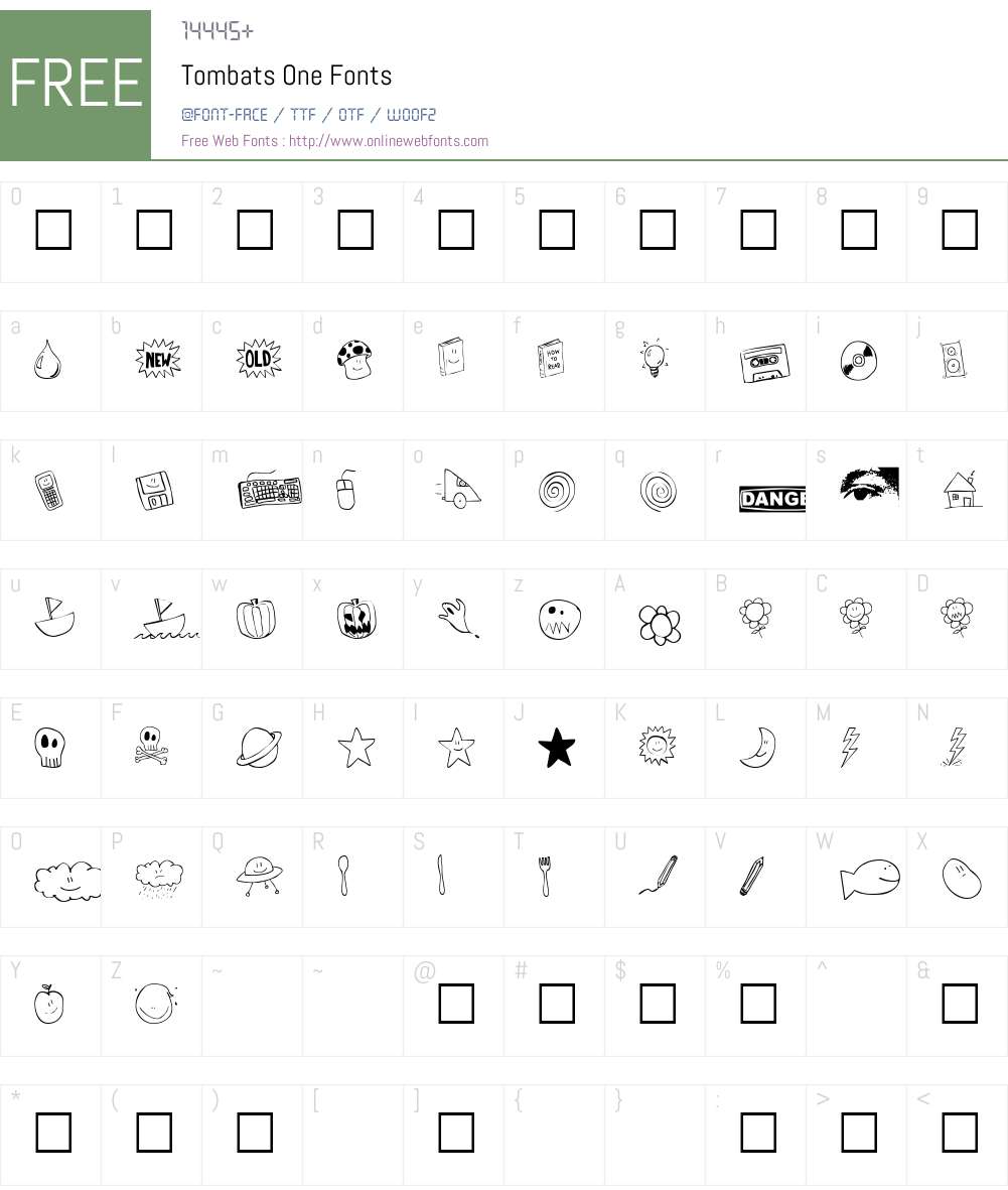 Tombats Font Screenshots