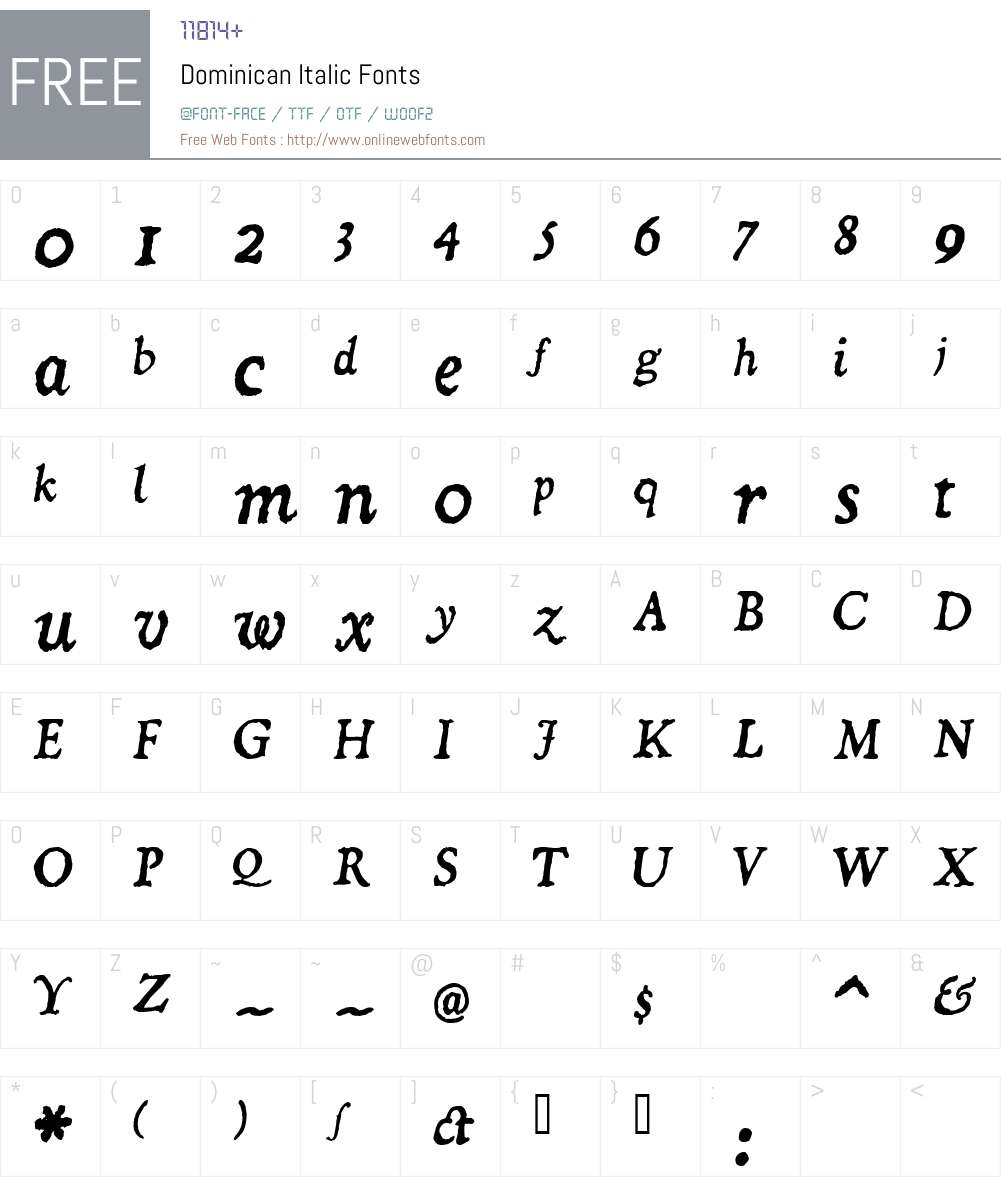 Dominican Italic Font Screenshots