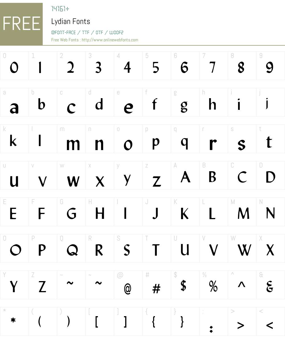 Lydian Font Screenshots