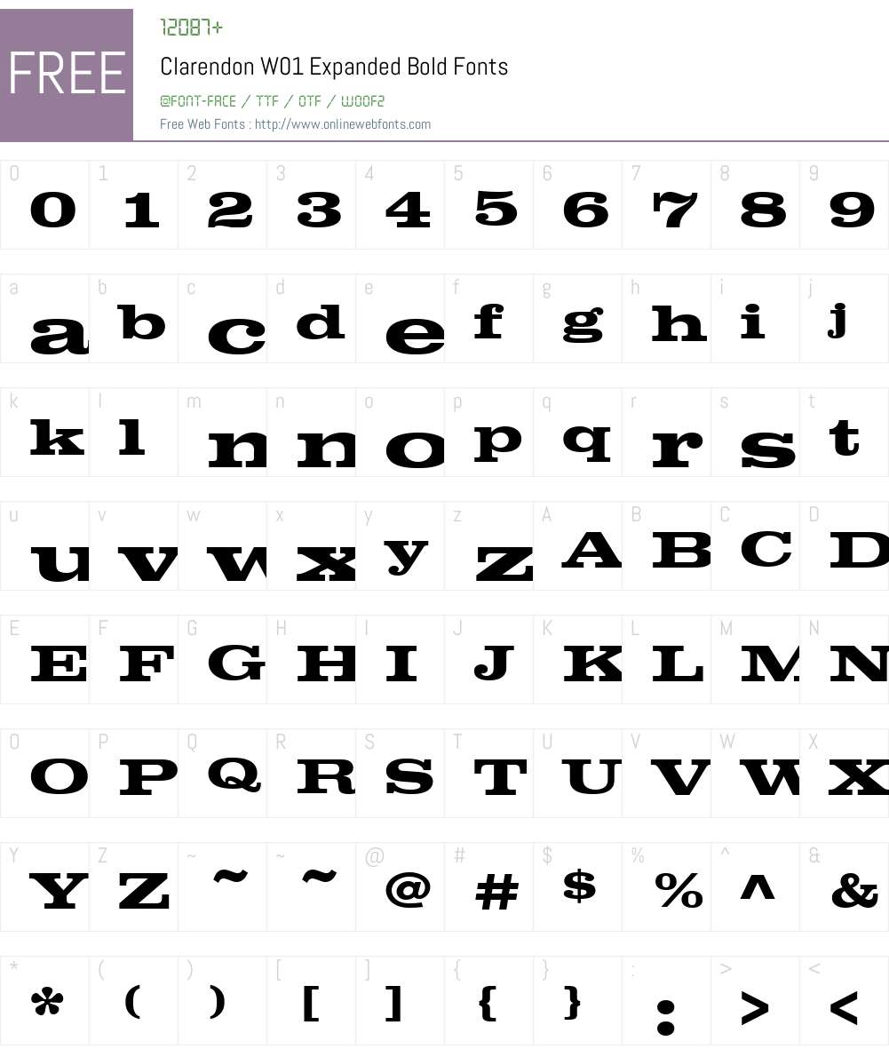 ClarendonW01-ExpandedBold Font Screenshots